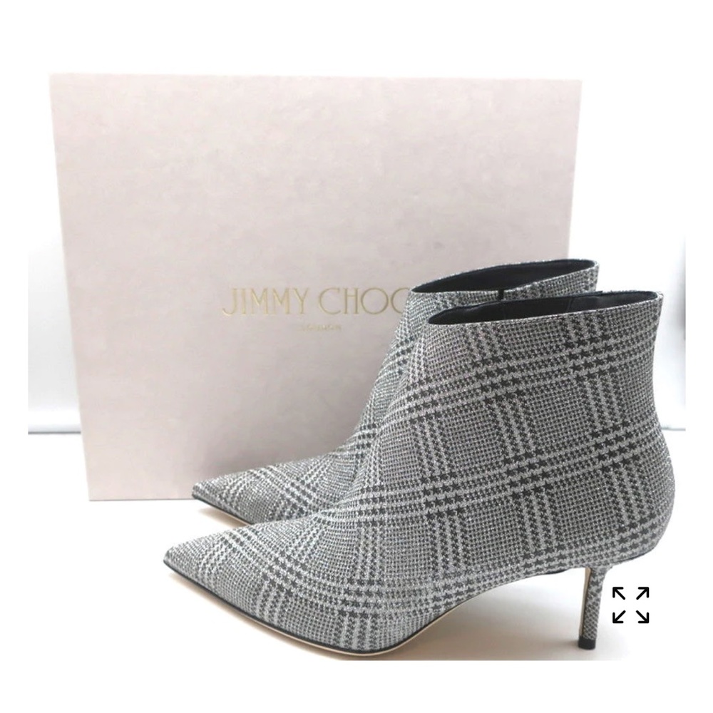 JIMMY CHOO MARINDA 65 ANKLE BOOTS SILVER GLITTER PRINCE OF STARS